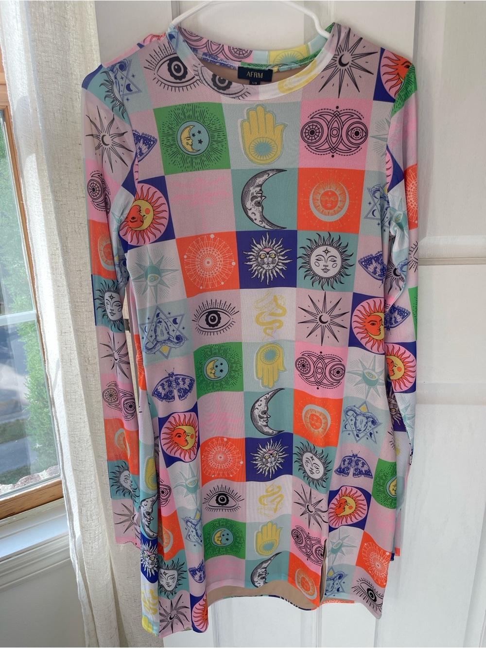 AFRM Long Sleeve Multicolor Celestial Dress